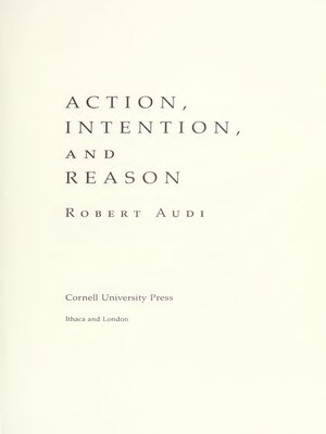 cover image of Action, Intention, and Reason